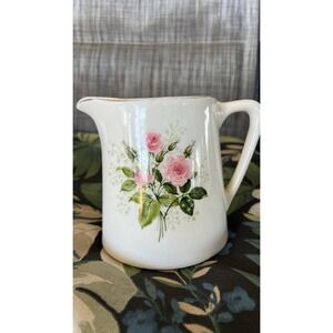Vintage Hall Pink Roses Pitcher gold trim  USA